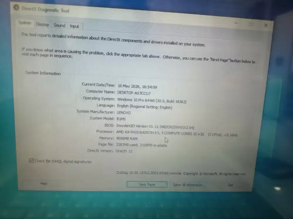 Laptop Lenovo Amd A9 ram 4 HDD 1tb normal semua unit SM charger