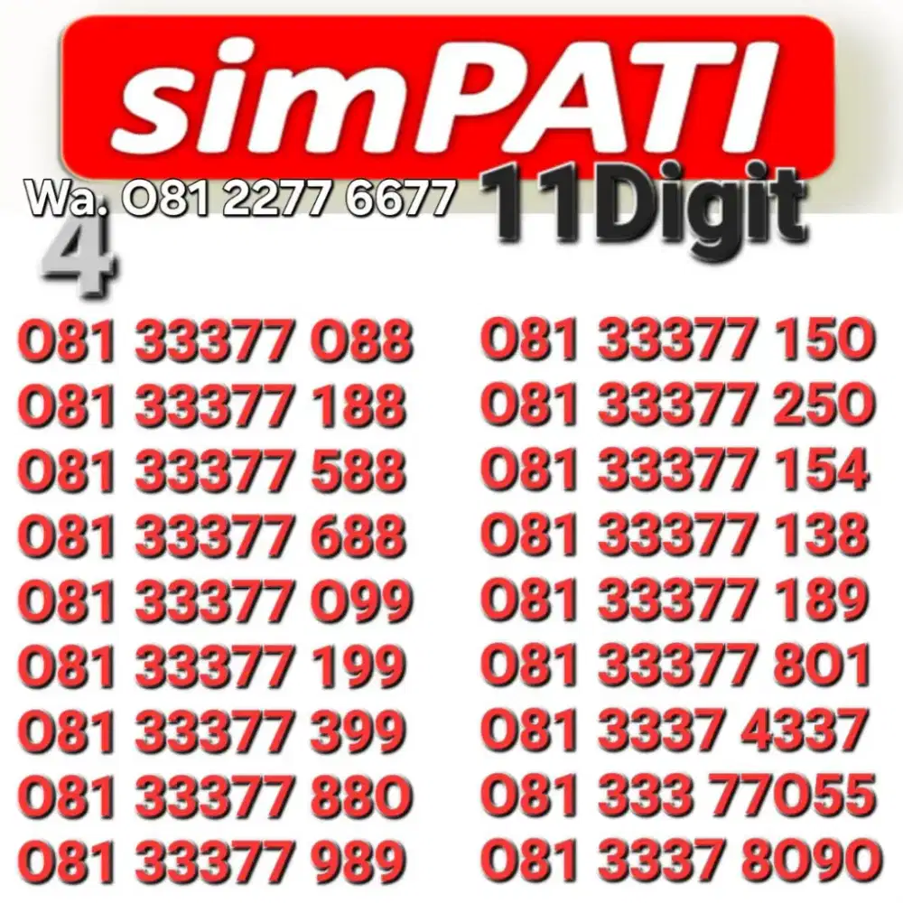 NOMOR SIMPATI 11DIGIT 33377xxx