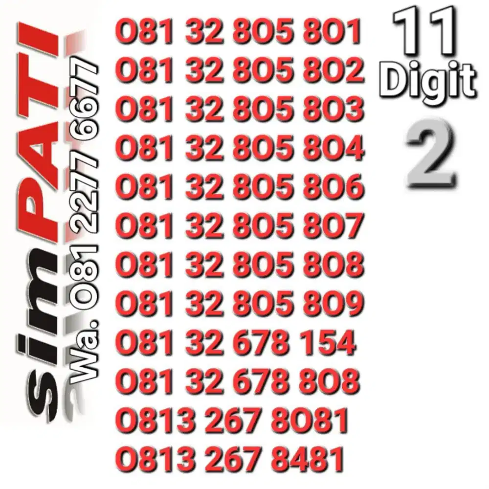 NOMOR SIMPATI 11DIGIT 8O5xxx