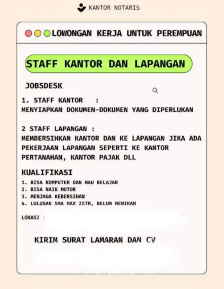 LOKER UTK WANITA