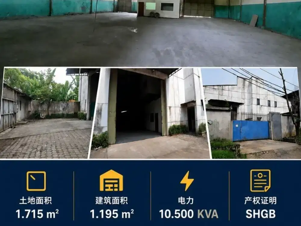 DISEWAKAN GUDANG 1195M2-530JT-KAWASAN INDUSTRI CIKUPA MAS