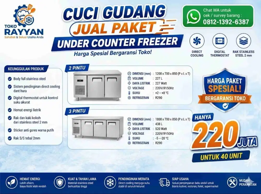 UNDER COUNTER FREEZER HORECA! JUAL MURAH PAKET BORONGAN BERGARANSI
