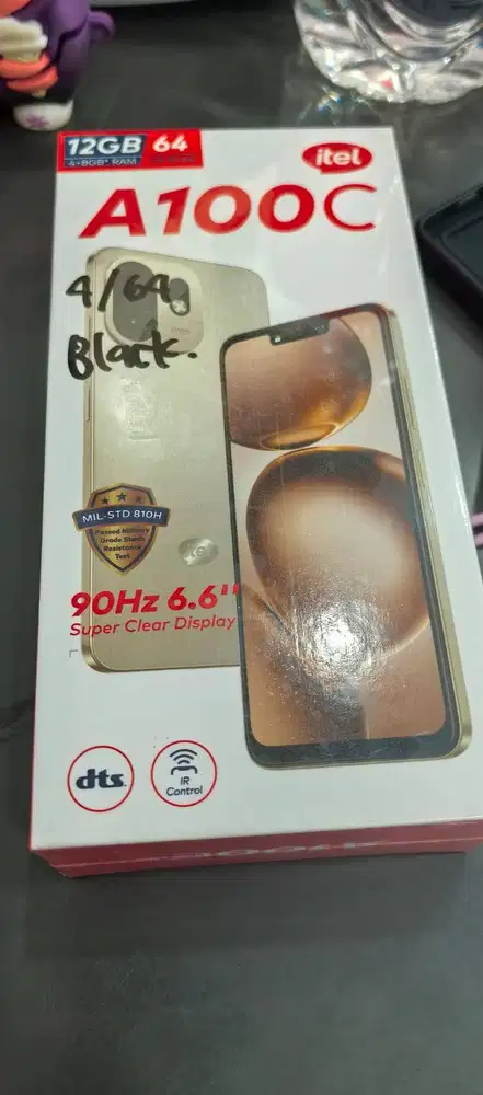 JUAL CEPAT! HP Itel A100C 4/64GB Black – Desain Mewah & Tahan Banting!