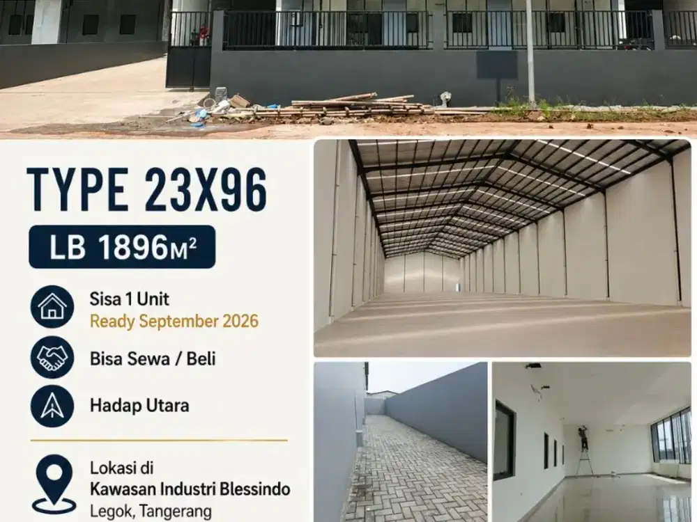 DISEWAKAN GUDANG BESAR KANTOR BUAT PRODUKSI KONDISI BARU LEGOK TANGERANG