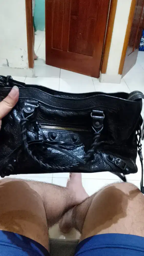 Balenciaga Le City First Arena lambskin crossbody bag in black
