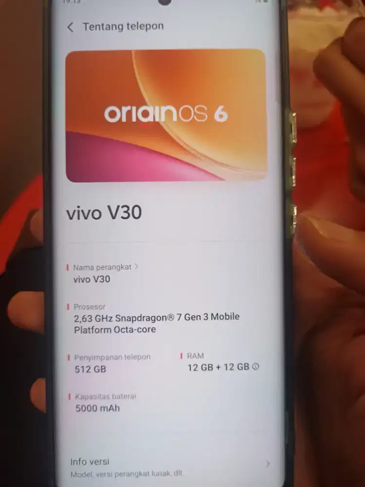 Vivo v30 ram 12+12 Rom 512, mulus, batangan