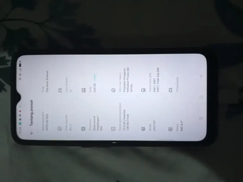 Hp Oppo a9 2020 ram 8gb Rom 128gb