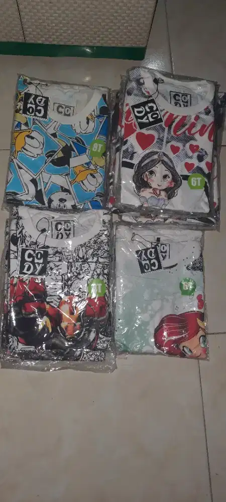 Setelan kaos fullprint 2 -10 tahun mix size