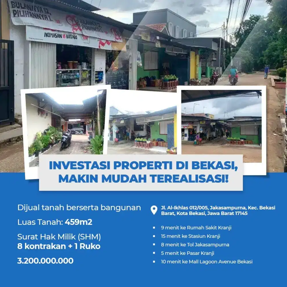 Jual Tanah Bonus Kontrakan, Jual Murah BU