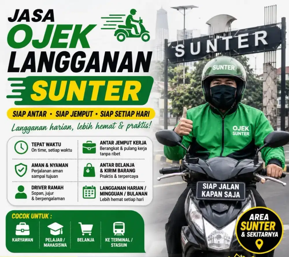 Jasa Ojek Langganan Sunter / Ojek harian / ojek mingguan/ ojek bulanan