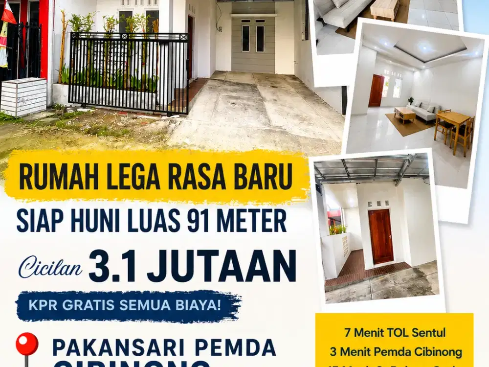 Rumah Lega Rapih Siap Huni Luas 91 di Pakansari Cibinong Cicilan 3 JUTA-an