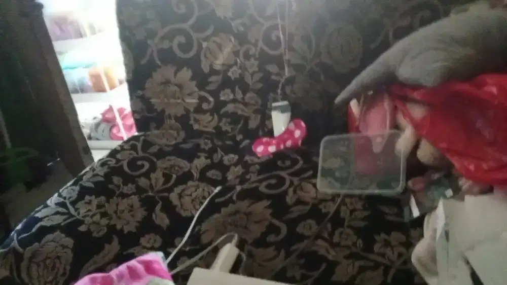 Sofa bed warna hitam bunga - bunga