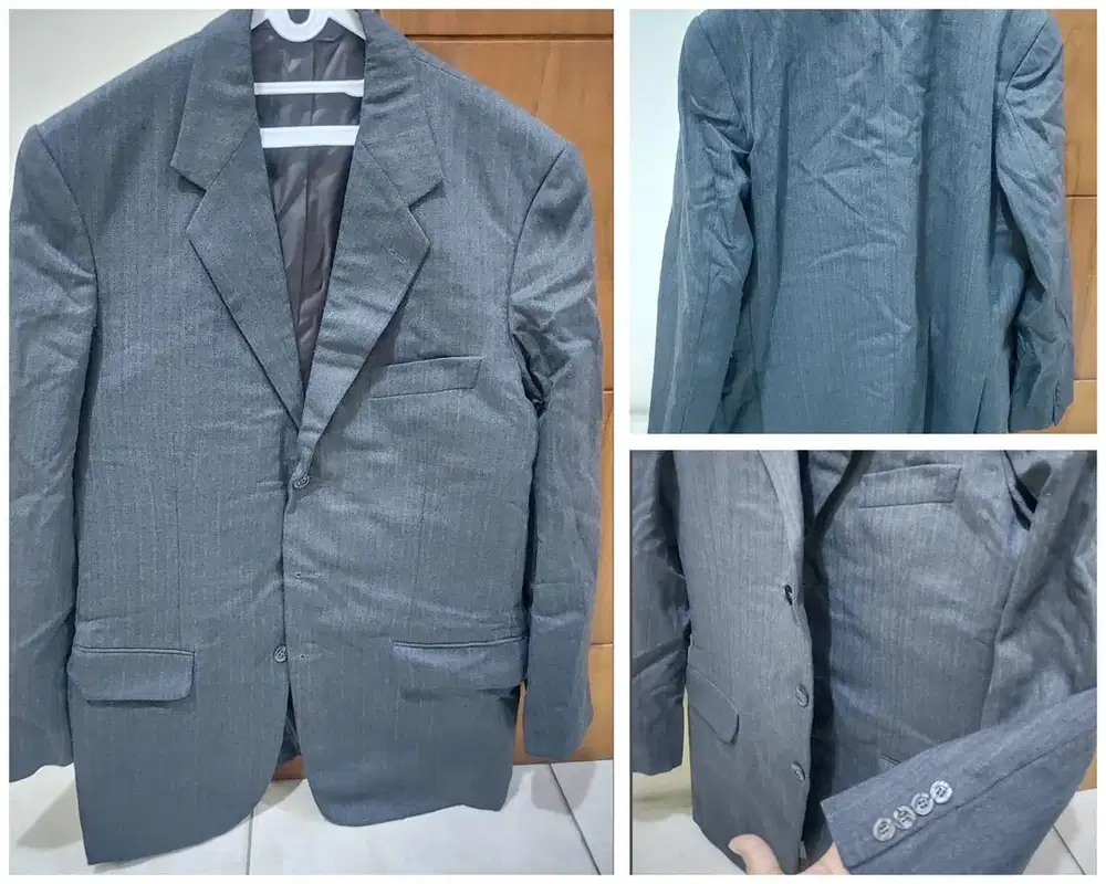 Jas blazer outer pria bigsize jumbo XXL abu abu grey furing pesta