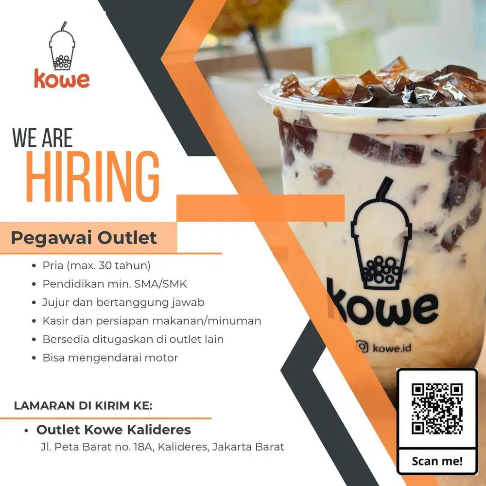 Lowongan pegawai outlet untuk Restoran Kowe