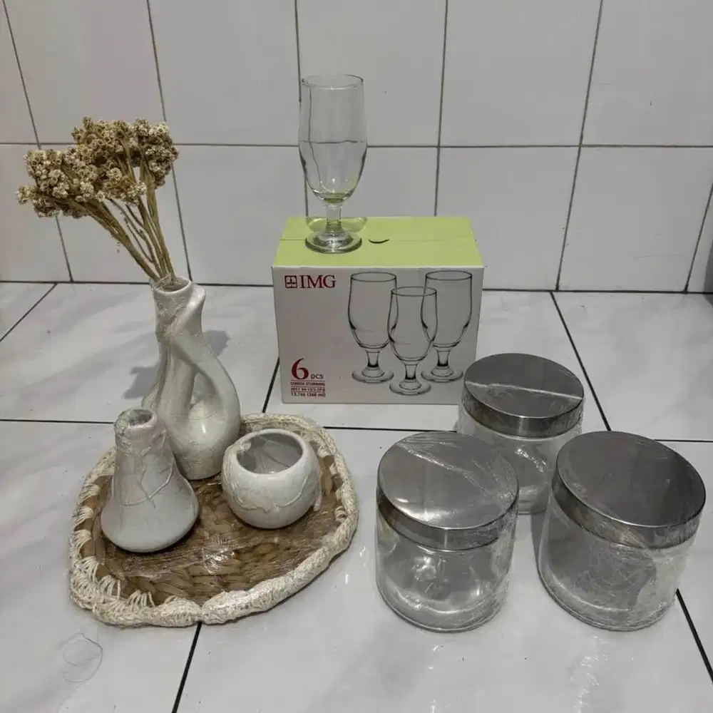 Jual Borongan:Rak Sepatu, Tempat Sampah, Vas, Kaligrafi, Gelas, Toples