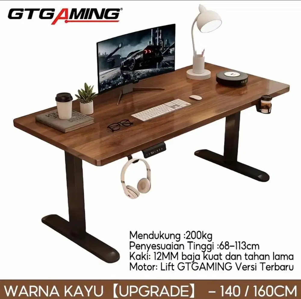 Meja gaming desk elektrik 140/160cm kondisi baru blm di rakit