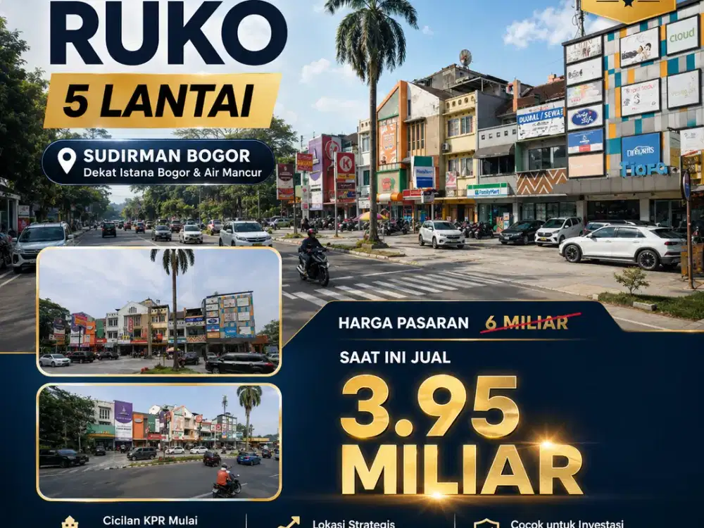 Turun Harga Jual Cepat Ruko 5 Lantai di Sudirman Bogor Cocok Untuk Aneka Usaha!