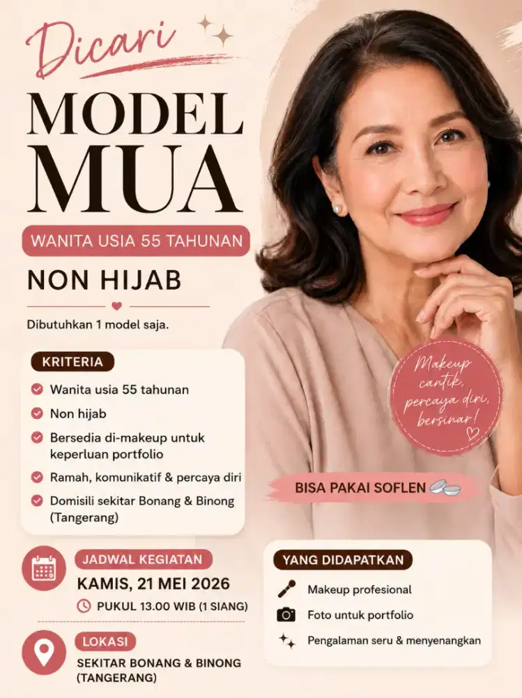 DICARI MODEL MAKE UP 55 tahunan (Binong/Bonang)