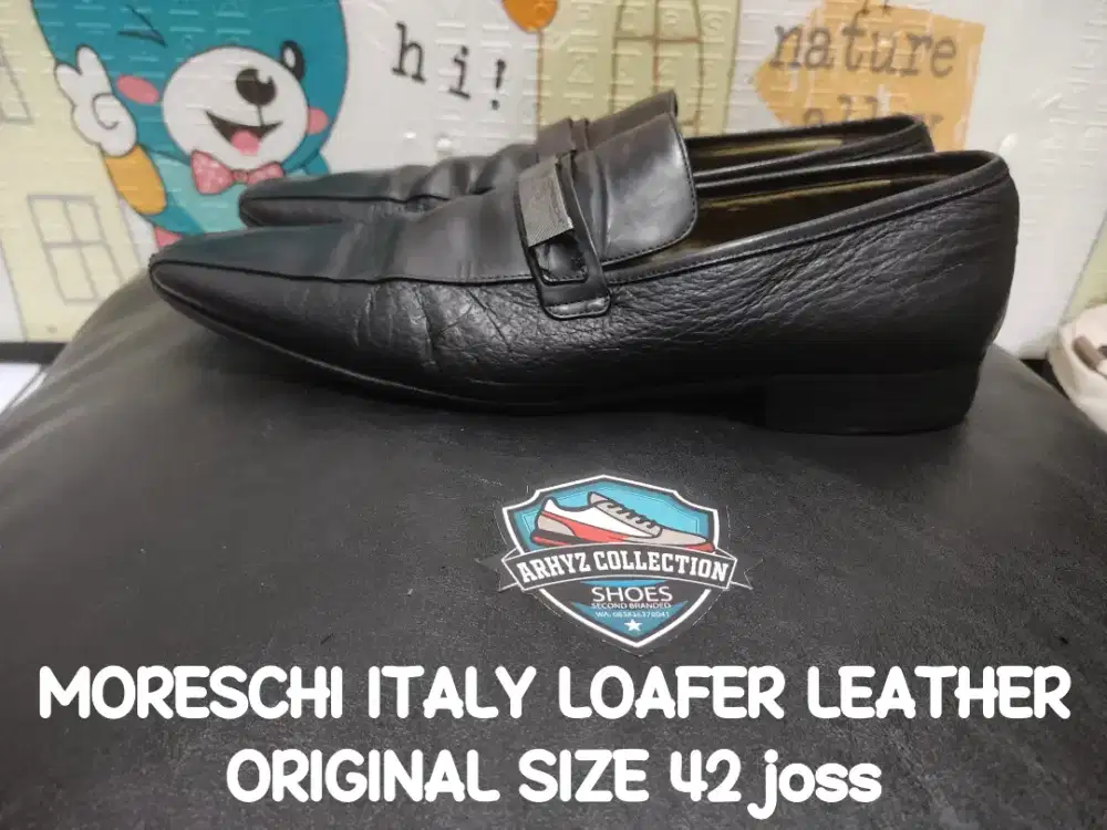 MORESCHI LOAFER LEATHER ORIGINAL SIZE42 Kndisi ok90% asli BKN lokal/kw