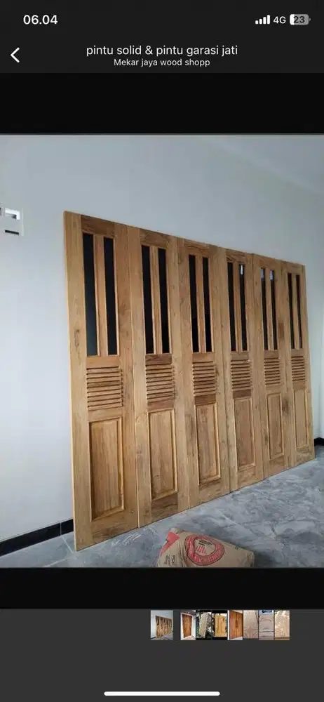 pintu garasi dan pintu sleding bahan kayu jati & mahoni