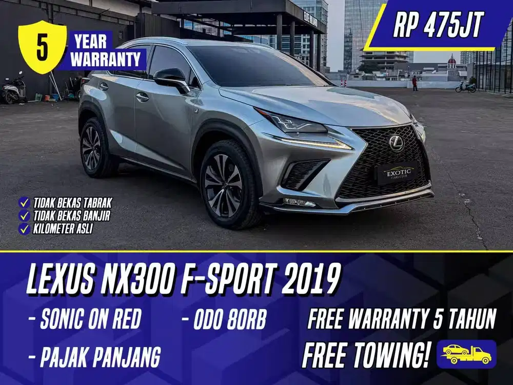 [ GARANSI 5TH ] Lexus NX300 Fsport 2019 Sonic Titanium on Red F Sport
