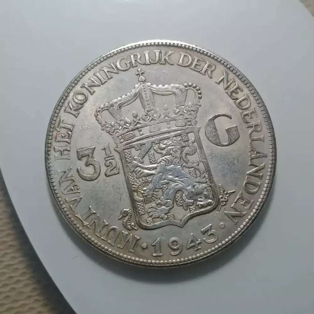 Koin Langka 3.5 GULDEN WIHELMINA JUMBO 48mm BELANDA Stok Terakhir