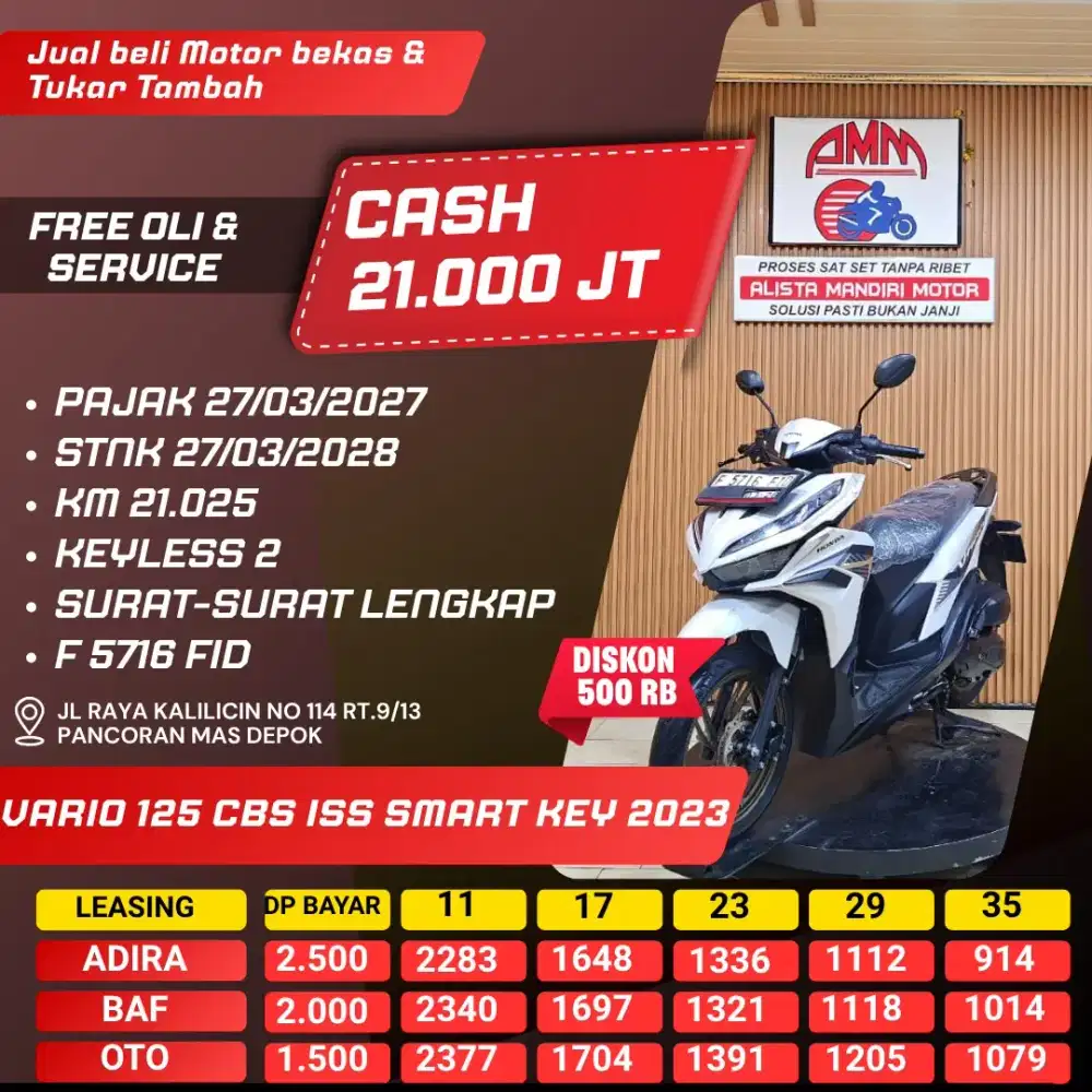 VARIO 125 CBS ISS SMARTKEY 2023 PAJAK HIDUP REMOT 2 KM LOW ALISTA