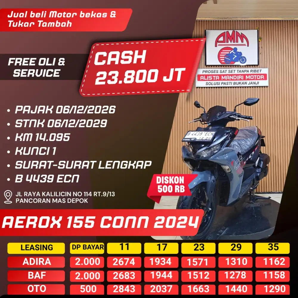 AEROX 155 CONNECTED 2021 DP 500 PAJAK HIDUP KM LOW CASH/KREDIT ALISTA