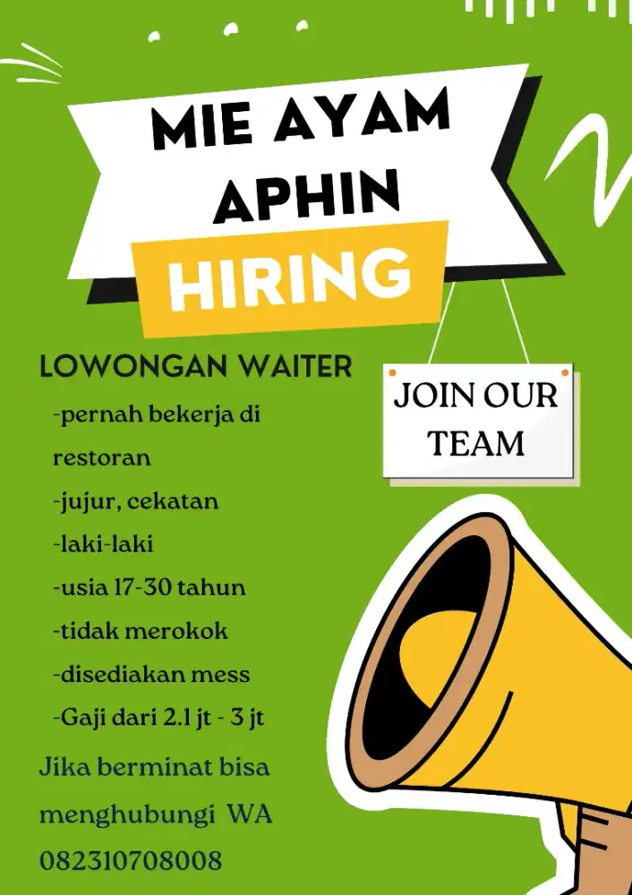 LOWONGAN CHECKER DAN WAITER RESTORAN