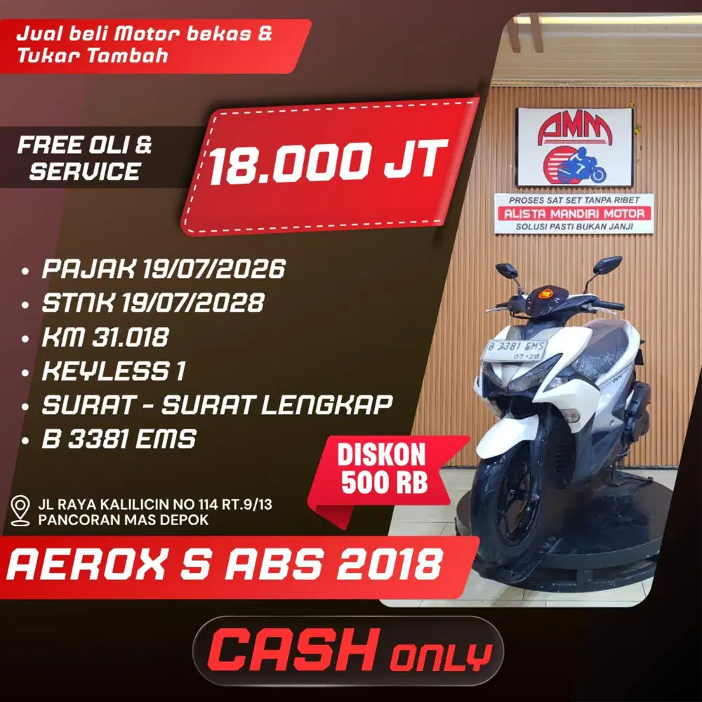 AEROX S ABS 2018 PAJAK HIDUP CASH ONLY ALISTA