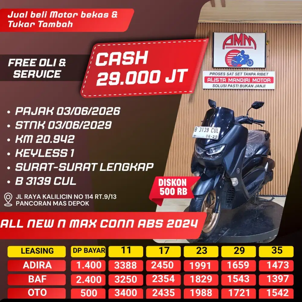 ALL NEW NMAX CONNECTED ABS 2024 DP 500 PAJAK HIDUP CASH/KREDIT ALISTA