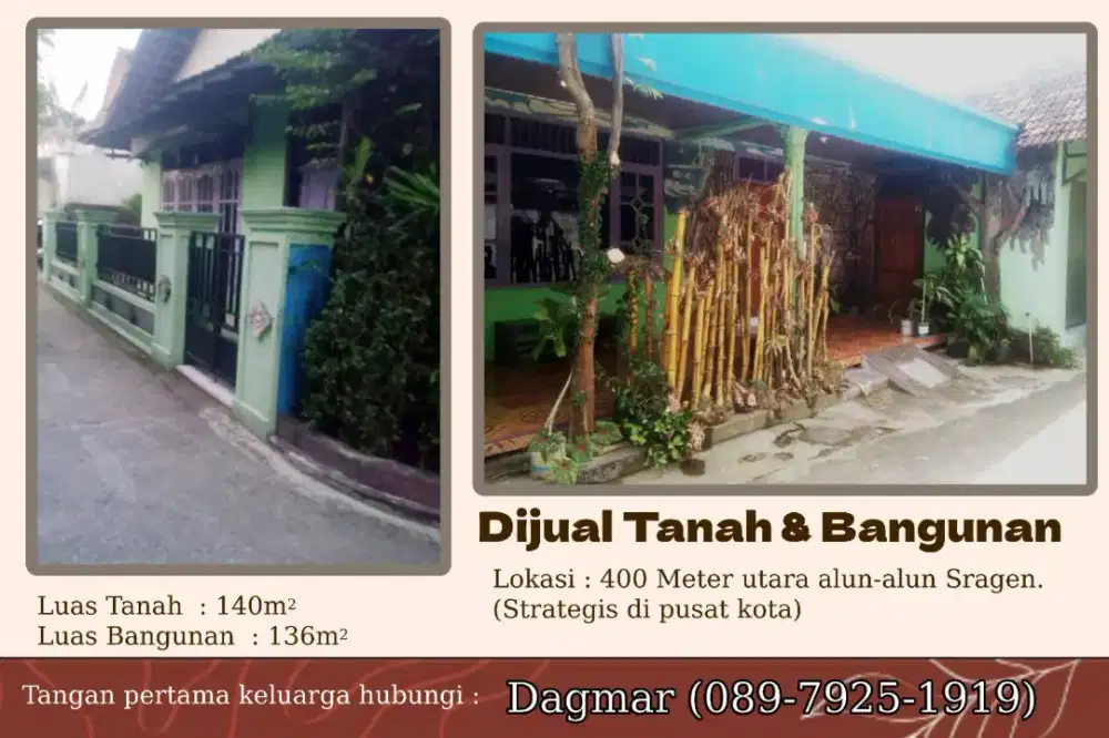 Jual rumah di pusat kabupaten Sragen