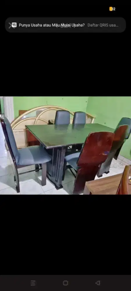 meja makan 6 kursi siap pakai diplitur lg