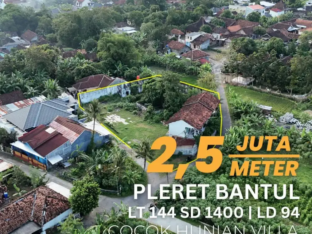 Jual Tanah Bonus Bangunan Pleret Bantul View Bagus Cocok Rumah Tinggal Homestay Villa