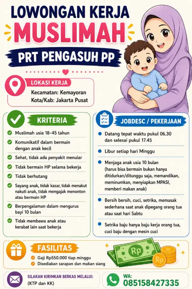 Dicari Pengasuh ART PRT Pulang Pergi