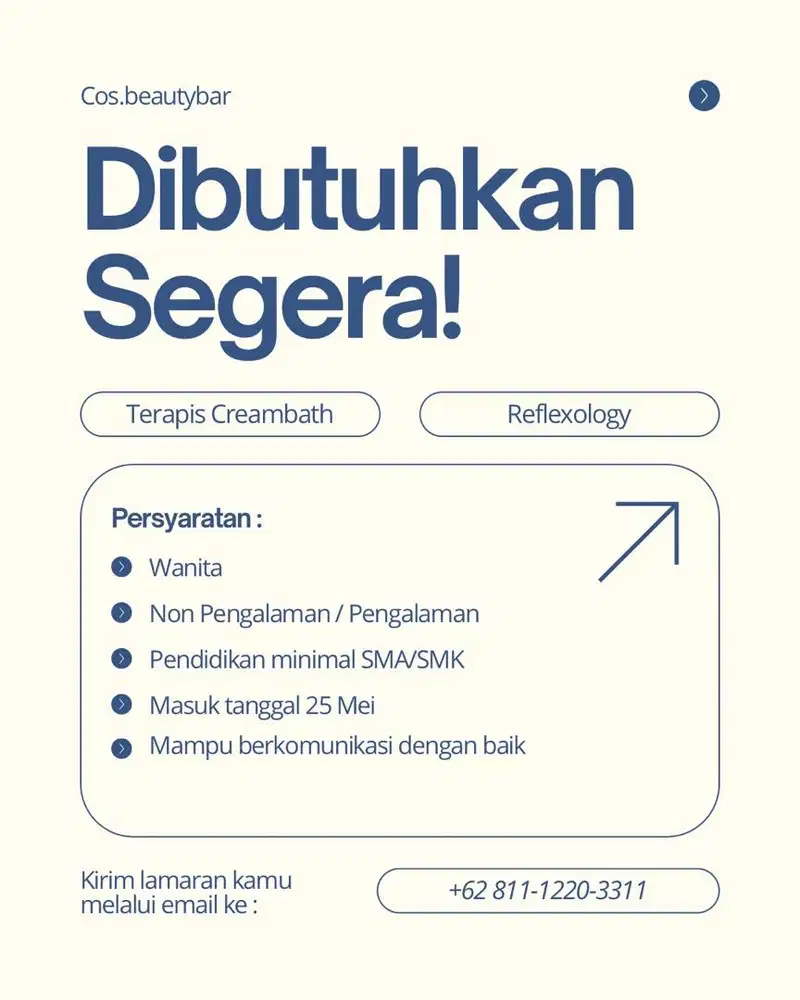 Lowongan Terapis Creambath & Refleksi