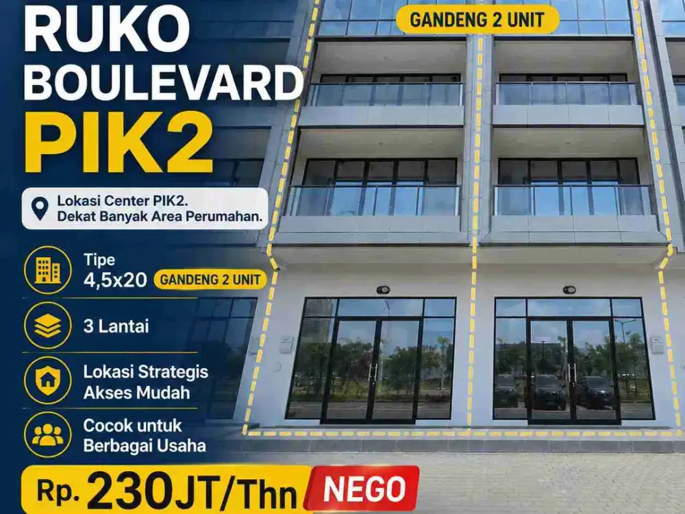 Disewakan Ruko Kuningan Gandrng Hadap Boulevard PIK 2 Dekat Naga Lokasi Strategis Traffic Ramai
