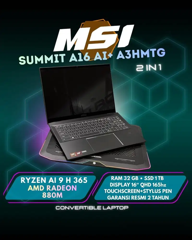 MSI Summit A16 AI+ A3HMTG – Ryzen 9 365 Laptop bisnis 2-in-1