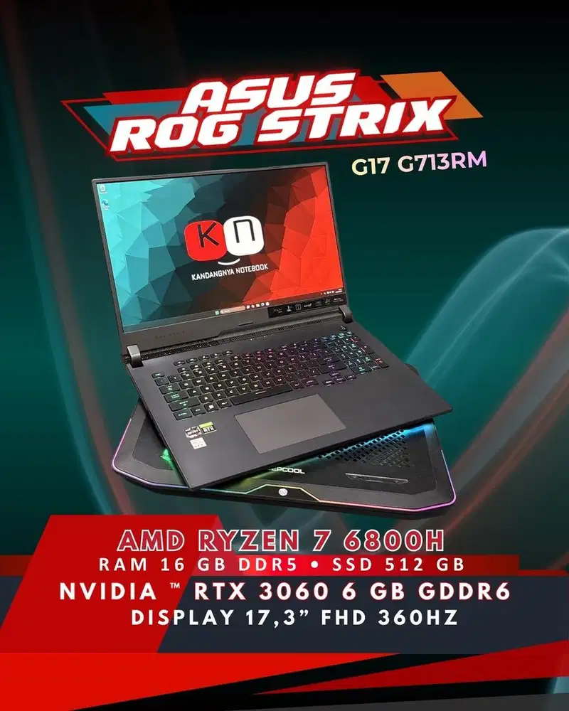 ASUS ROG G17 G713RM RYZEN 7 6800H RTX 3060 6Gb Fulset