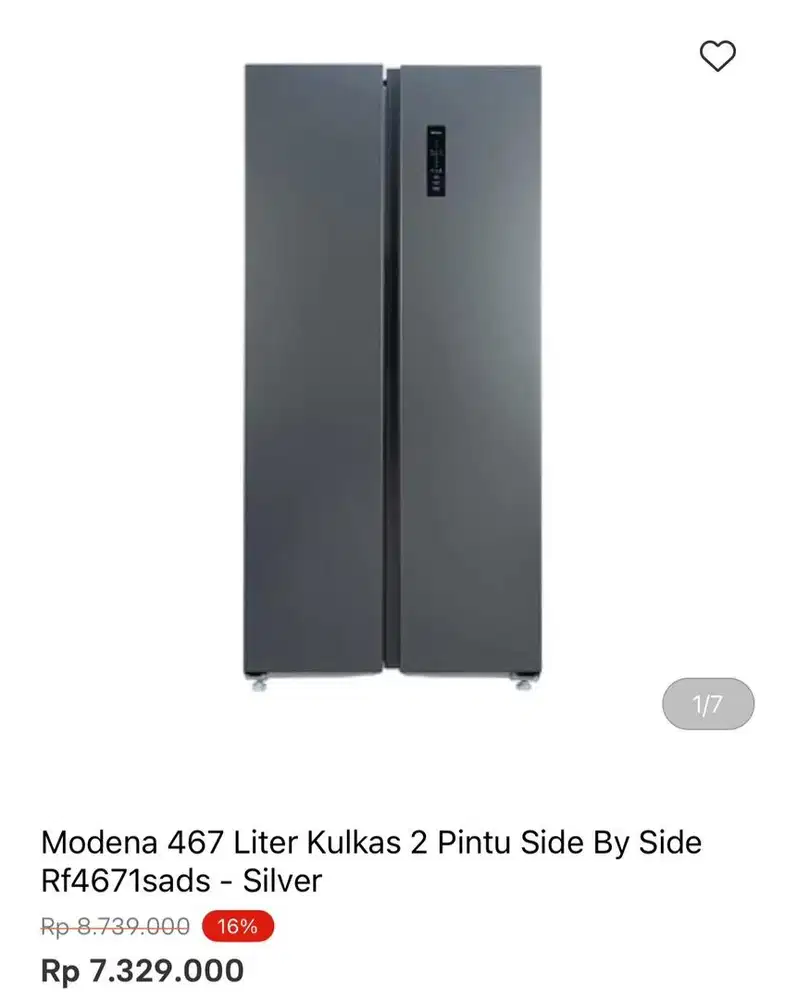 KULKAS MODENA SBS 467liter