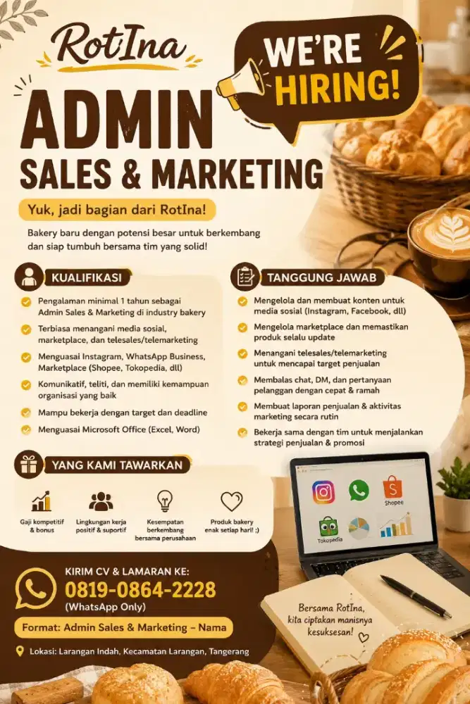 Admin Sales Marketing - Bakery