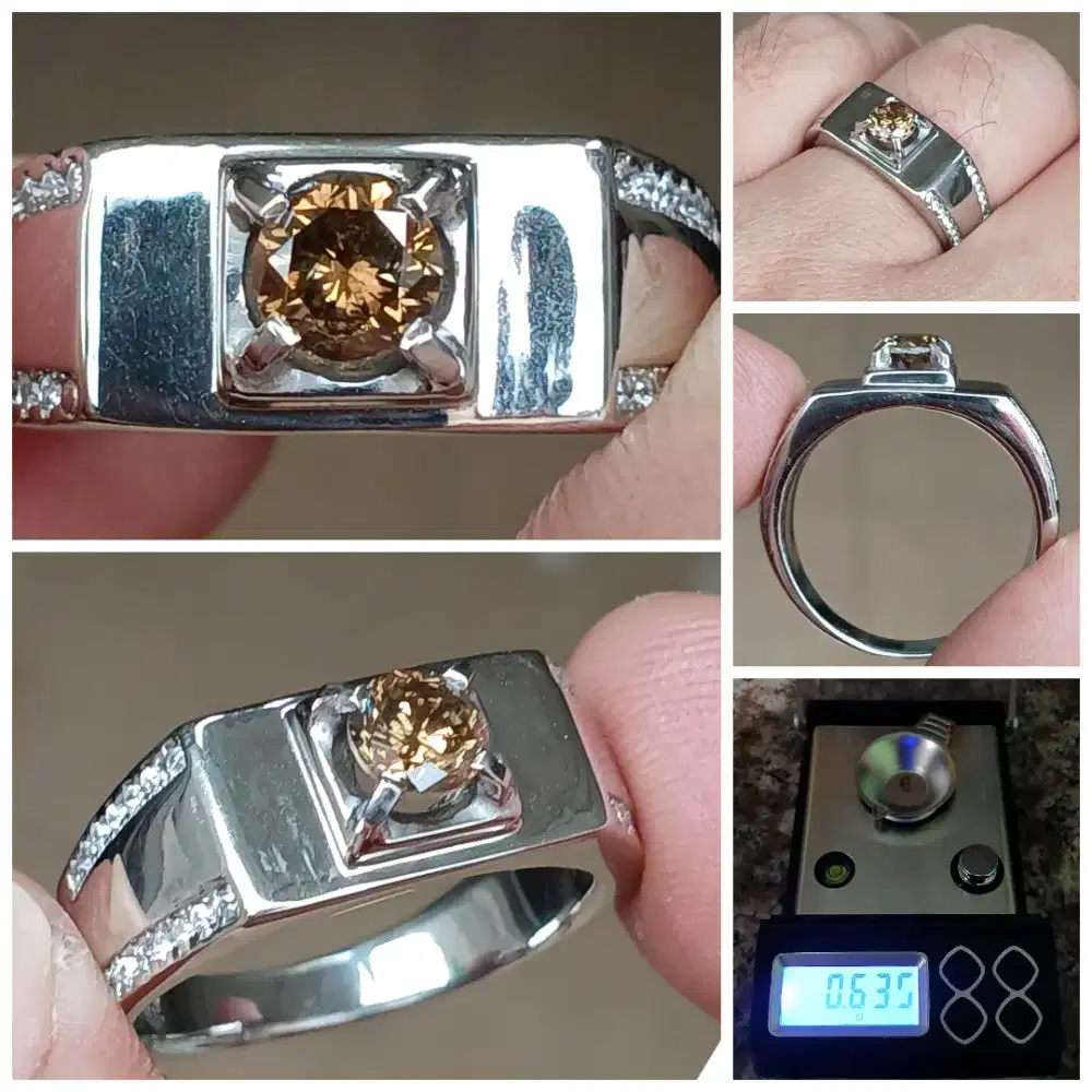 Natural Diamond Berlian Asli Ikat Perak Pesanan
