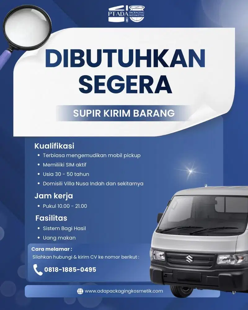 Dibutuhkan segera Driver