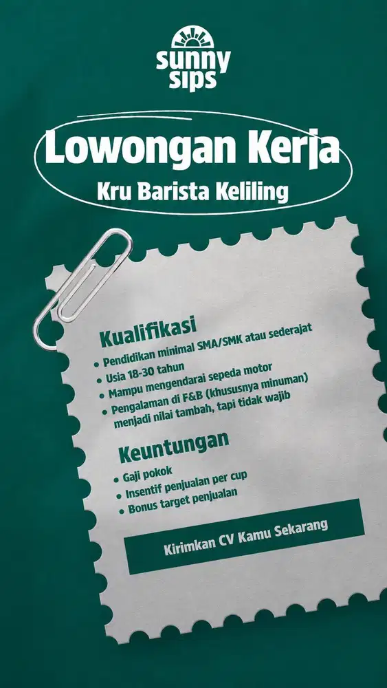 Lowongan Kerja Barista Keliling Jakarta Pusat