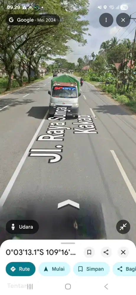 Tanah tepi jalan raya kakap pal 7 ukuran 60 x 250