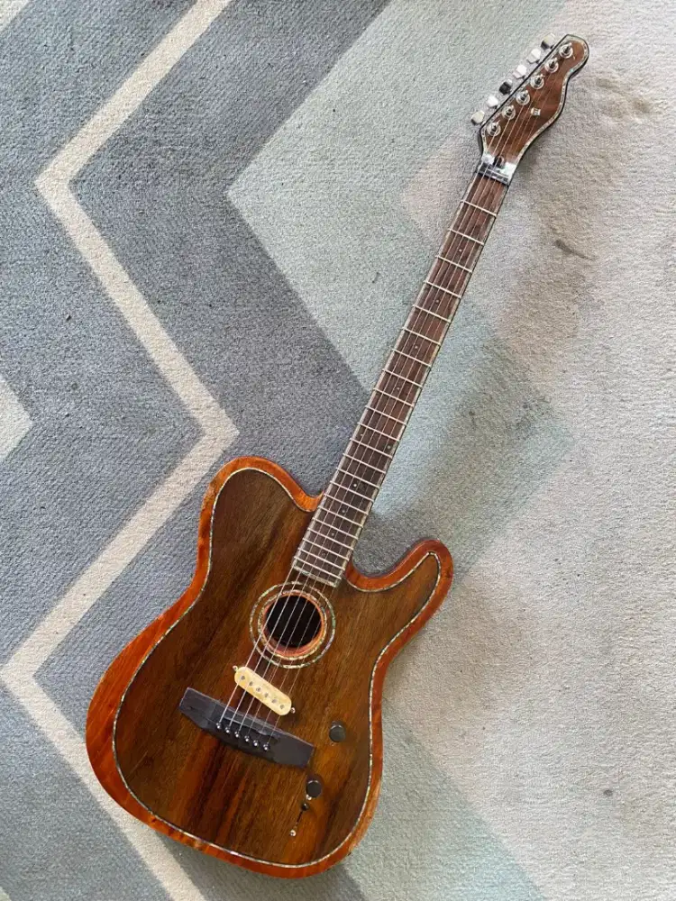 Gitar telecaster acoustasonic abalon inlay