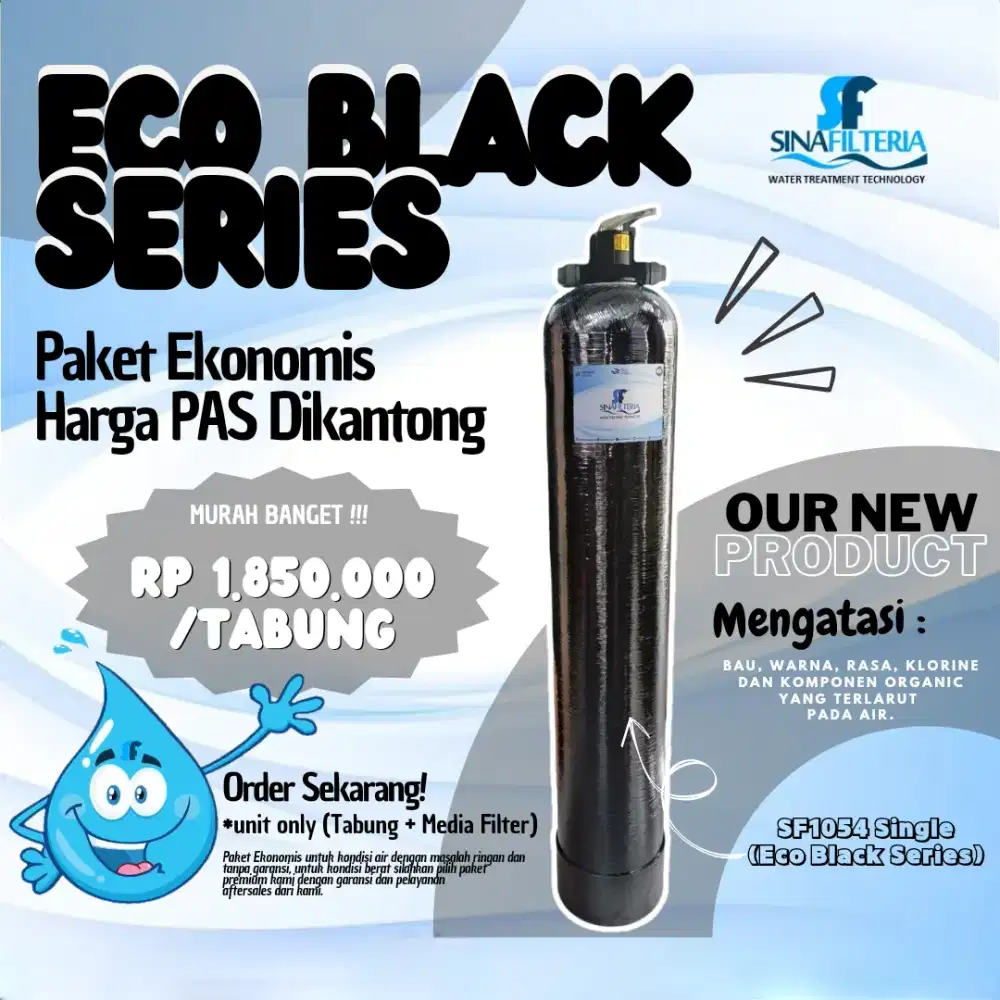 Filter Air SUMUR, WTP/ PDAM Rumah Tangga Paket Eco Black Series Single
