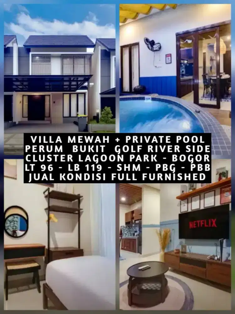 VILLA + PRIVATE POOL PERUM BUKIT GOLF RIVER SIDE CLUSTER LAGOON PARK