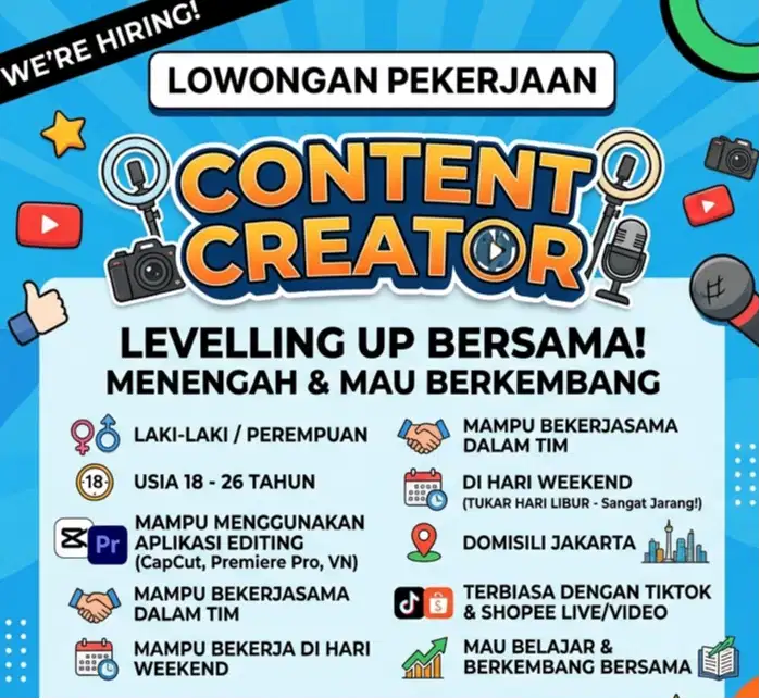 Lowongan pekerjaan Content Creator Pakaian Fashion