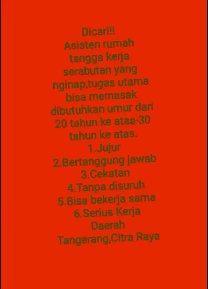 Asisten Rumah Tangga Nginap
